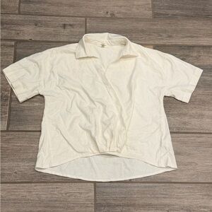 Cable & Gauge Women's Wrap Front Linen Blend Top